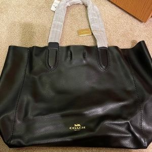 Coach Large Black Leather Derby Tote